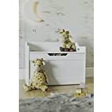 HomeZone Wooden Toybox Chest Toy Storage Baby Box White Kids Storage Units Square Strong Stable & Hardwearing Ottoman Storage Box for Children's Kids Bedrooms or Nurseries Boys Girls