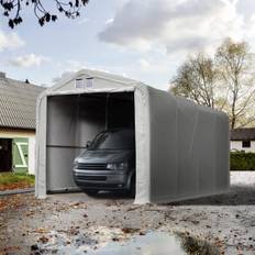 Toolport 4x8m 3.35m Sides Carport Tent / Portable Garage, 3.5x3.5m Drive Through, PVC 850, grey without statics package - (99475)