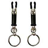 The Bondage Locker Barrel Nipple Clamps with Attachable Rings, Silver