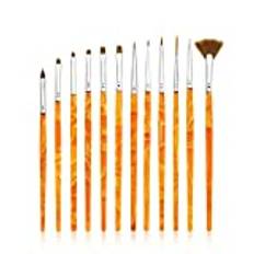 KADS 12pcs/SET Nail Brush Nails Brush Art Kit Sets Professional Nail Design Nail Painting Detailing painting Brushes & Dotting Pen Tool Painting Tool (orange)