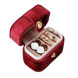 VALINK Travel Jewelry Ring Case, Multifunctional Mini Travel Jewelry Case,Small Jewelry Ring Box,Ring Holder for Travel,Wedding,Bridesmaid Gift Dark Red