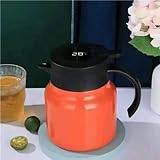 Stainless Steel Teapot, Coffee Pot Insulated Teapot Thermal Teapot Tea Thermos Jug Teapot with Infuser Thermal Flasks Hot Drinks Large Teapots with Infuser with Temperature Display (Orange)