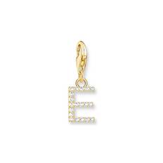 Thomas Sabo Ladies' 18ct Gold Plated Sterling Silver Cubic Zirconia Charm Pendant Letter E