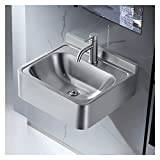 pujindu Stainless Steel Wall-Mounted Single Bowl Sink, Corner Sink, Bar Sink Triangle Wash Basin with Faucet for Kitchen Bathroom (Color : Silver, Size : B (43x41.2x15cm))