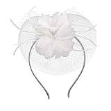 FRCOLOR 1pc Feather Flower Hairpin Hair Accessory for Women Pink Bonnet Royal Blue Headband Pink Hat Wedding Headpiece for Bride Hair Supply Hairband Miss White Top Hat Girl Mesh