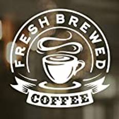 Fresh brewed coffee sign sticker shop window kitchen pub menu wall vinyl decal adhesive takeaway cafe cup stickers signs plaque poster decals vintage restaurant decoration graphic art decorative mural