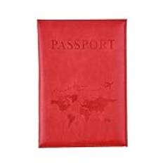 Unisex PU Leather Passport Cover, Delicate Passport Wallet, Passport Sleeve Travel Card Wallet Simple Style Wallet Holder for Men Women, Red