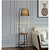 GAOXINGSHOP Floor lamp Bedside Floor Lamp With Shelves,Simple Atmosphere Creative Coffee Table Sofa Lamp Indoor Lighting AA+ (Color : Black+white shade)