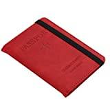 PATIKIL Passport Cover with RFID Blocking, PU Leather Passport Holder Travel Wallet Case Organizer with Strap for Credit Cards Boarding Ticket, Red