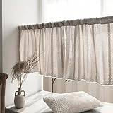 Bedroom fabric half curtain cabinet curtain kitchen bathroom partition short curtain no punching thickened cotton and linen door curtain (Geel : Braun, Size : 120 * 120cm)