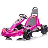 OutdoorToys 12V Electric Ride On Go Kart with Two Speeds and Reverse (Pink) | OutdoorToys | Music, MP3 / USB Connectivity, Safety Belt, 2.4G Parental Remote