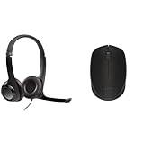 Logitech H390 Wired Headset for PC/Laptop, Stereo Headphones with Noise Cancelling Microphone & M171 Wireless Mouse for PC, Mac, Laptop, 2.4 GHz with USB Mini Receiver