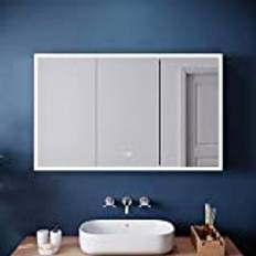 ELEGANT Large Bathroom Wall Cabinets with Bluetooth Stainless Steel Wall Mounted Storage Cabinet Bathroom Mirror Cabinet with Shaver Socket Three Door Led Bathroom Cabinet with Dimmer 1050 x 650mm