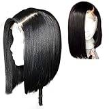 Synthetic Front Wigs Black Women Non Glue Straight Hair Brazilian Wig Baby Hair 150% Density Heat Resistant Wig,14 Inches (14 Inches)