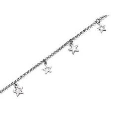 F.hinds womens jewellery sterling silver star charms belcher chain anklet - 10"