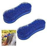 Magic Brush Horse,2Pcs Horse Grooming Brushes,Blue Horse Brush Grooming,Durable and Horse Grooming Kit for Horse Grooming Care,Easy yo Clean Horse Brushes for Grooming(Multifunction)