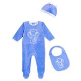 Kenzo Kids Baby cotton-blend onesie, bib, and beanie set - blue (62 cm)