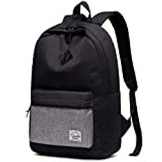VASCHY Backpack for School, Lightweight Backpack for Mens Womens School Bag for Teen Boys and Girls Water Resistant Rucksack with Comfortable Shoulder Strap for for Work, College,Travel,Sports(Black)