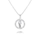 Sterling Silver Saint Jude Pray for Us Round Charm Pendant Necklace