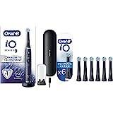 Oral-B iO9 Electric Toothbrush with Revolutionary Magnetic Technology, App Connected Handle, Black & iO Ultimate Clean Electric Toothbrush Head, Twisted & Angled Bristles, Pack of 6, Black