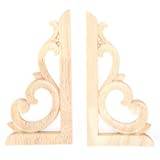 Syuanmuer 2 PCS Wood Carved Corner Applique Unpainted,Corner Carving Decals Set,for Wall Door Cabinet Mirror Closet Wardrobe Dresser Mantel Staircase DIY Project