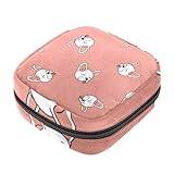 RODAILYCAY Zipper Sanitary Napkin Bag, Soft Menstrual Pad Pouch, Cute French Bulldog Pattern Storage Bag for Sanitary Napkin Pads, Tampon Holder Pad Purse