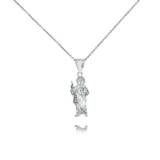 Sterling Silver Saint Jude Charm Pendant Necklace - Silver