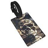 Skull Rock Roll Skeleton Bone Print Suitcase Tag Luggage Bag Case Tags, Travel Accessories Tags Set Daily Travel Use
