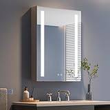 Dripex Bathroom Mirror Cabinet with LED Lights, 500 * 700mm Illuminated LED Bathroom Mirror Cabinet with Shaver Socket Dimmable Switch 3 Colors and Demister Pad, Grey