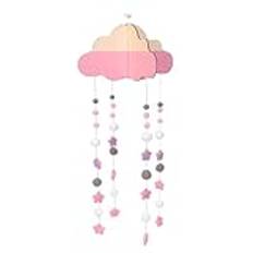 ABOOFAN Hanging Crib for Cloud Garland Nursery Nursery Ceiling Mobile Room Decor Decorative Ashtray with Lid Tassel Garland Crib Mobile Clouds Ornament Pink Raindrop Wooden