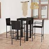 Swpsd 5 Piece Outdoor Outdoor Bar Set Patio Dining Set Garden Table & Dining Chairs Set Outdoor Furniture Set with Armrest Poly Rattan Black Type2