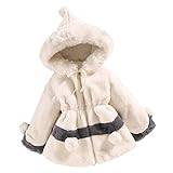 OverDose Boutique Kids Toddler Baby Girls Winter Warm Thick Patchwork Bow Tie Long Sleeve Fleece Hooded Clothes Coat Jacket Girl Leg Warmers 5t (Beige-A, 1-2 Years)