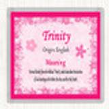 Trinity Name Meaning Drinks Mat Coaster Pink
