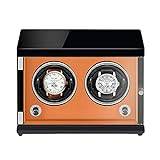 Watch Winders - Rechargeable Two-Position Watch Shaker Mechanical Watch Winder Vertical Automatic Watch Winding Box with Light-Sensitive Led Light Watch Winder Watch Storage (Black Inner Brown )