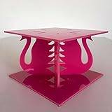 Swan Design Square Single Tier Cake Stand - Pink - Base 18 cm, Top 15 cm