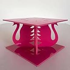 Swan Design Square Single Tier Cake Stand - Pink - Base 18 cm, Top 15 cm