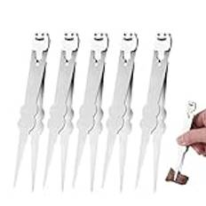 Mini Forks for Desserts,5 Pairs Stainless Steel Salad Forks | Fruit Dessert Fork Tweezer for Fruit Watermelon Salad, 2-in-1 Clamps for Home Party Picnic Camping BBQ