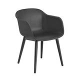 Muuto Fiber armchair - wood base - Black / black Designer Furniture From Holloways Of Ludlow