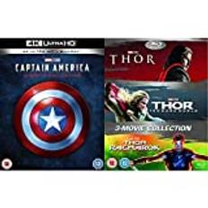 Marvel Studios Captain America 4K Ultra-HD Trilogy [4K Blu-ray] [2019] [Region Free] & Thor 1-3 Box Set BD [Blu-ray] [2017] [Region Free]