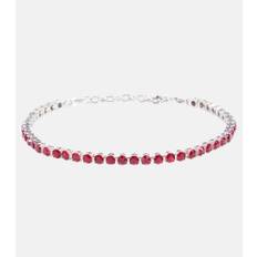 Amina Muaddi Embellished tennis anklet - red (One size fits all)
