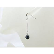 Black & grey snowflake obsidian earrings with crystals & sterling silver tubes