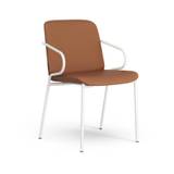 SWEDESE Amstelle armchair - metal frame - White steel, nordic cognac leather Brown Designer Furniture From Holloways Of Ludlow