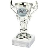 Dog Agility Trophy Cup on White Marble Base Silver 12.5cm (5")