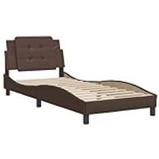 vidaXL Bed Frame, Bed with Headboard, Upholstered Bed, Single Bed for Bedroom, Bed Frame with Slatted Base, Brown, 80 x 200 cm, Faux Leather
