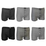 Mens Patterned Print Boxers Button Fly Jersey Shorts - 6 / 3XL