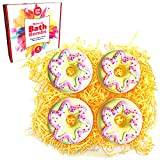 4 x Large Doughnut Bath Bombs from Zimpli Gifts, Fizzing Colourful Bath Fizzies, Birthday Gift Set for Women, Her, Girlfriend, Mum, Christmas Xmas Stocking Fillers, Relaxing Pamper Set, Hamper Gifts