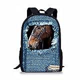 Belidome Horse Denim Kids‘ School Bag Shoulder Book Backpack Rucksack Lightweight Large