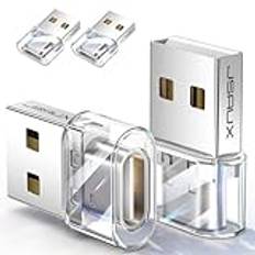 JSAUX USB C Female to USB Male Adapter (4-Pack) 3.1A Fast Charging, USB C to USB Adaptor for iPhone 15 14 13 Pro Max, Apple Watch, Galaxy Watch, Samsung Galaxy S24 S23, Carplay, Android Auto-Crystal