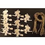 Derwent Laser Crafts Wooden Halloween Witch Gift Tags/Decorations 70mm - Pack of 10 shapes