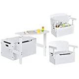 INFANS Kids Table and Chair Set, 3-in-1 Convertible Wooden Toy Storage Bench with Handle, Toddler Furniture Set for Daycare Playroom, Gift for Boys Girls 3+ (White)
